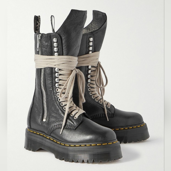 Rick Owens x Dr Martens Quad Sole leather boots size 10.5 BNWOB - Picture 3 of 15